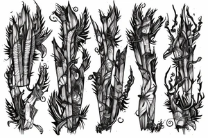 a switchblade with cordyceps fungi around it tattoo idea