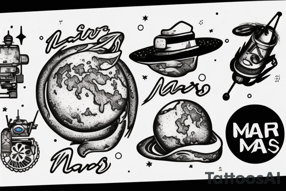 Mars rover on mars tattoo idea