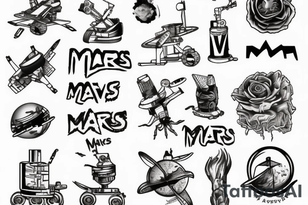 Mars rover on mars tattoo idea