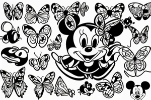Butterfly with mickey mouse logo tattoo idea
