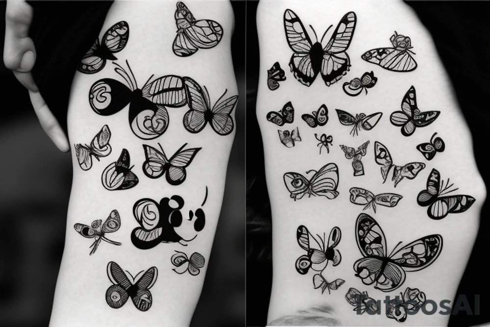 Butterfly with mickey mouse logo tattoo idea