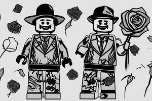 A headless lego man, holding a rose, saying, losing my mind over you tattoo idea