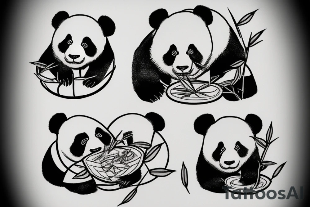 panda eating bamboo tattoo idea