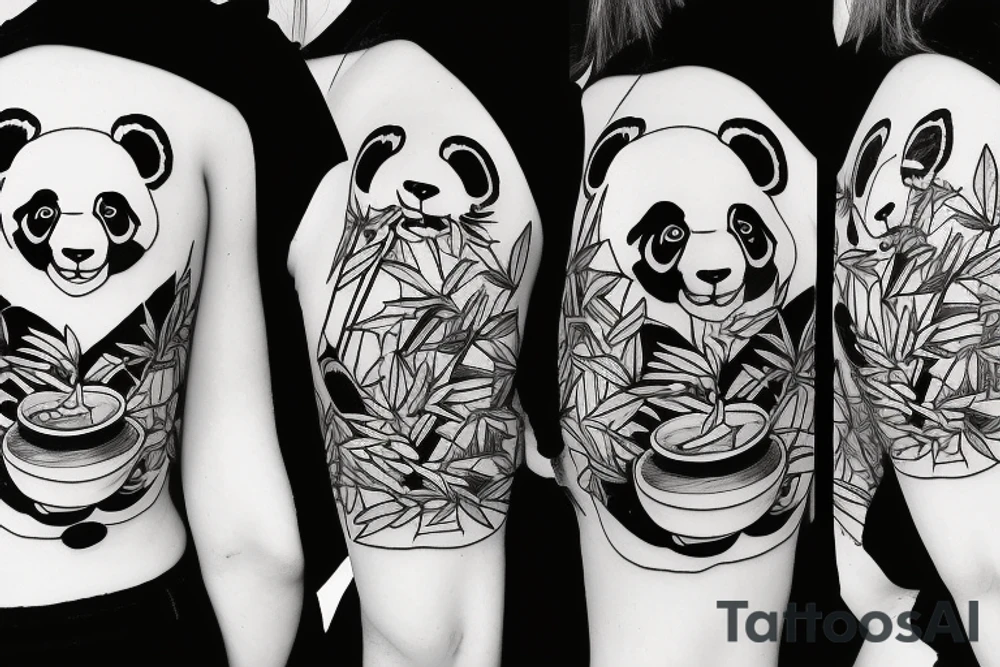 panda eating bamboo tattoo idea
