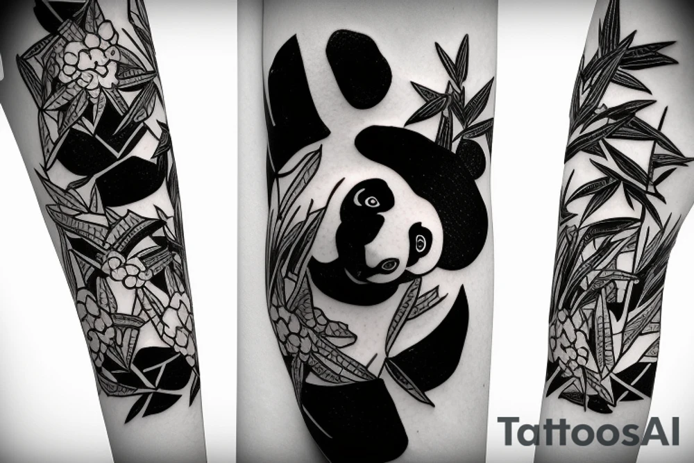 panda eating bamboo tattoo idea