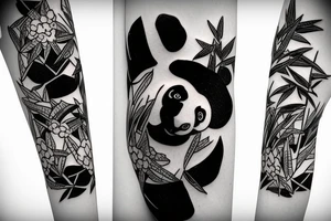 panda eating bamboo tattoo idea