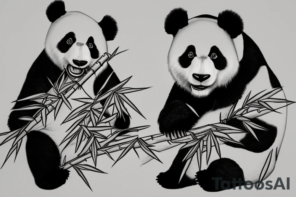 panda eating bamboo tattoo idea