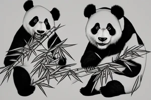 panda eating bamboo tattoo idea