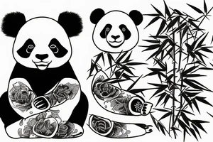 panda eating bamboo tattoo idea