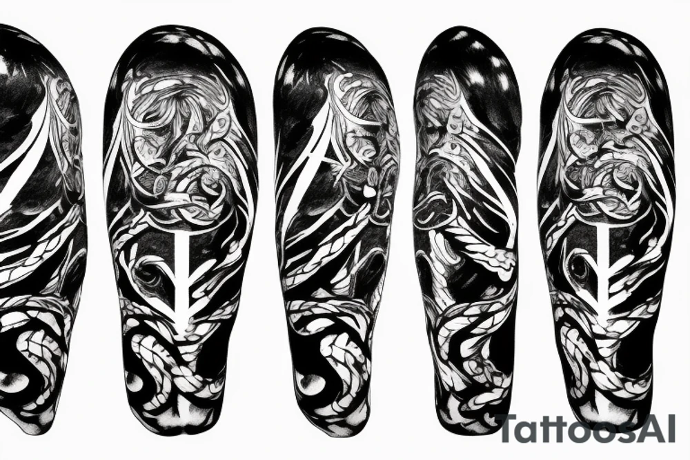 a kraken with glitch effect tattoo idea