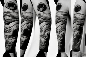 Cowboy astronaut riding a horse with landscape reflected in his helmet tattoo idea
