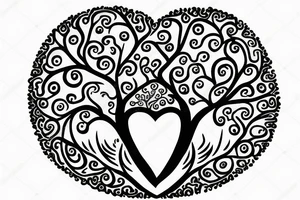 A tree of life with a half brain half heart on top of it with some random lines  e same planets tattoo idea