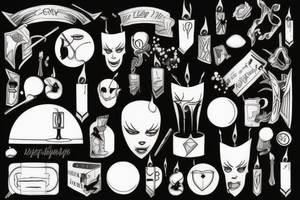 Mirror with black candles tattoo idea