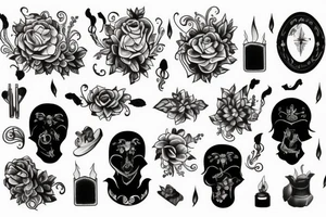 Mirror with black candles tattoo idea