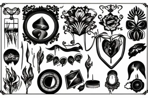 Broken mirror with black candles tattoo idea