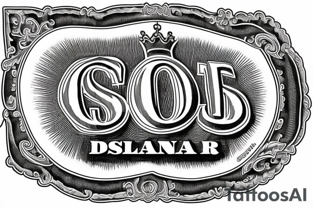 Dollar bill sign, with a crown tattoo idea