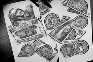 Dollar bill sign, with a crown tattoo idea