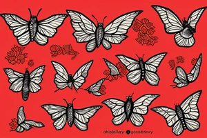 red dragon on back with monarch butterflies whose wings are half made of flowers tattoo idea