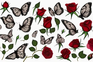 stages of a rose bud growing but the rose petals are monarch butterfly wings tattoo idea