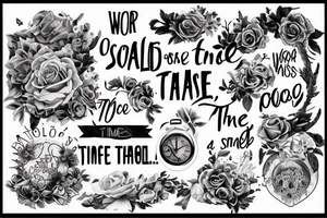 The words "in time, this too shall pass" with more related art tattoo idea