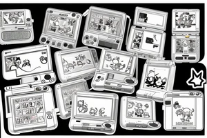 Nintendo DS with the Pokémon Shinx climbing out of the screen tattoo idea