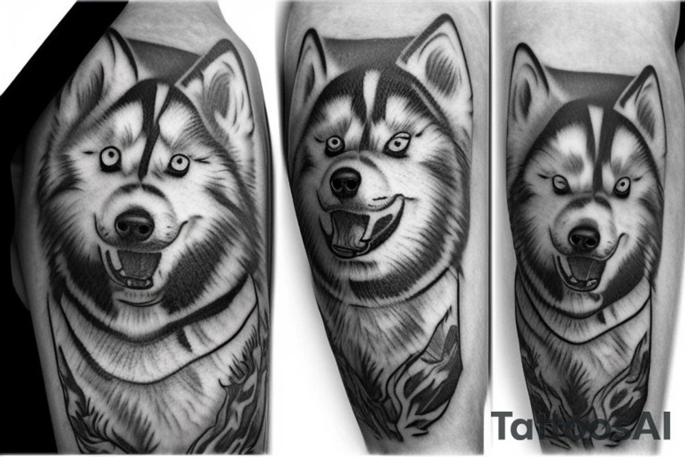 Father,son, husky siberian tattoo idea