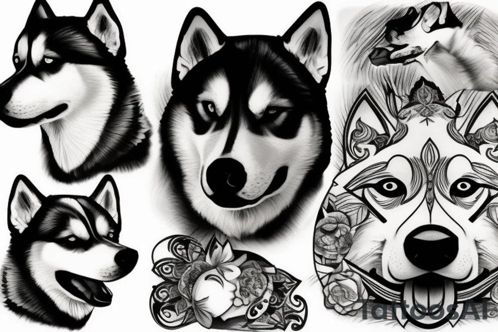 Siberian husky tattoo idea