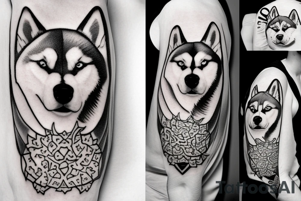 Siberian husky and me in horizont tattoo idea