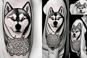 Siberian husky and me in horizont tattoo idea