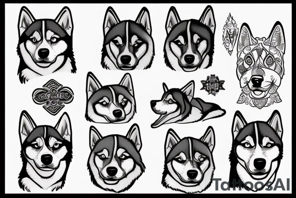 Siberian husky and me in horizont tattoo idea