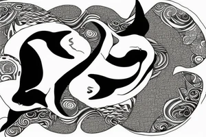 two killer whales forming together to create a yin yang tattoo idea