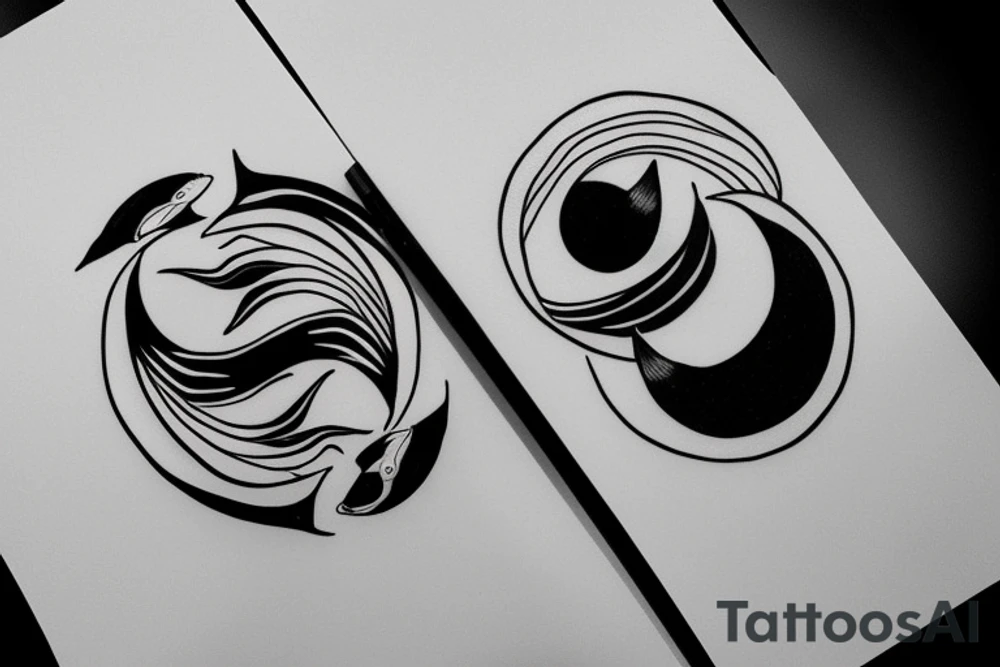 two killer whales forming together to create a yin yang tattoo idea