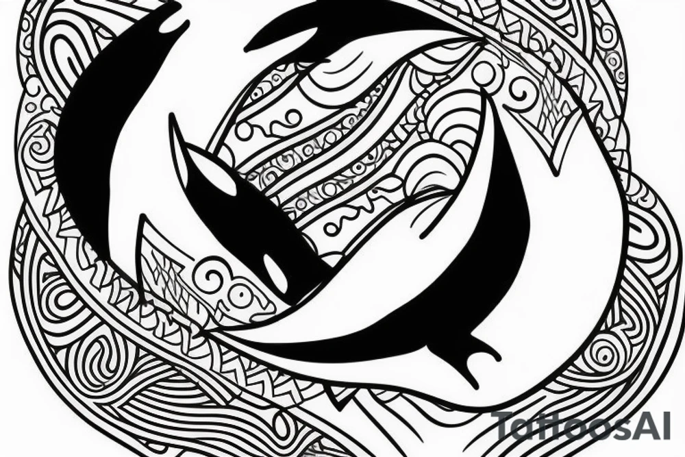two killer whales forming together to create a yin yang tattoo idea