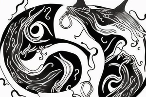 two killer whales forming together to create a yin yang tattoo idea