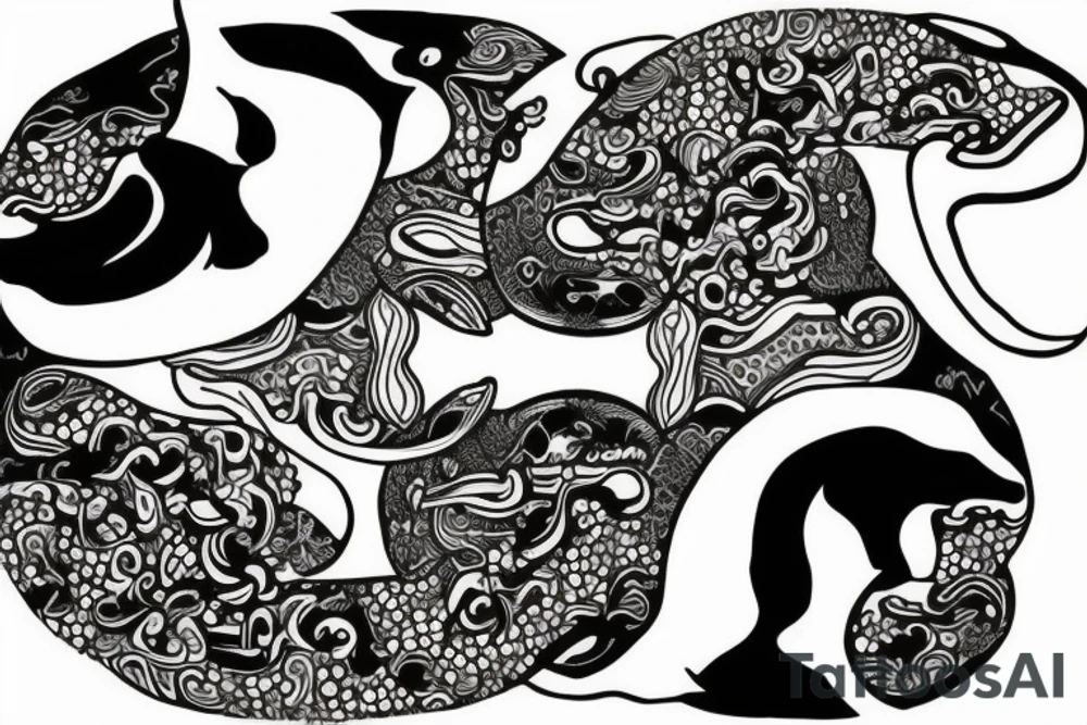 two orcas forming together to create a yin yang tattoo idea