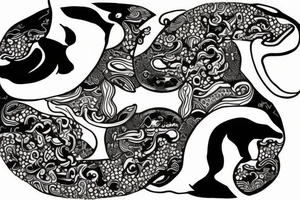 two orcas forming together to create a yin yang tattoo idea