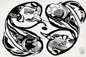 two orcas forming together to create a yin yang tattoo idea