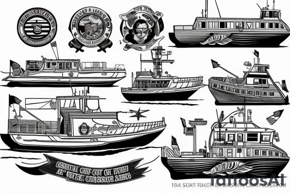 Coast Guard motor lifeboat through waves tattoo idea