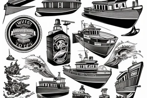 47’ motor lifeboat through waves tattoo idea