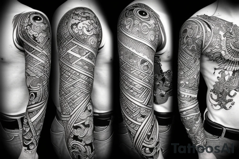 Dark ancient warrior meditating tattoo idea