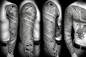Dark ancient warrior meditating tattoo idea