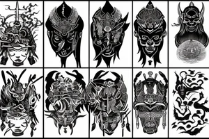 Dark ancient warrior meditating tattoo idea