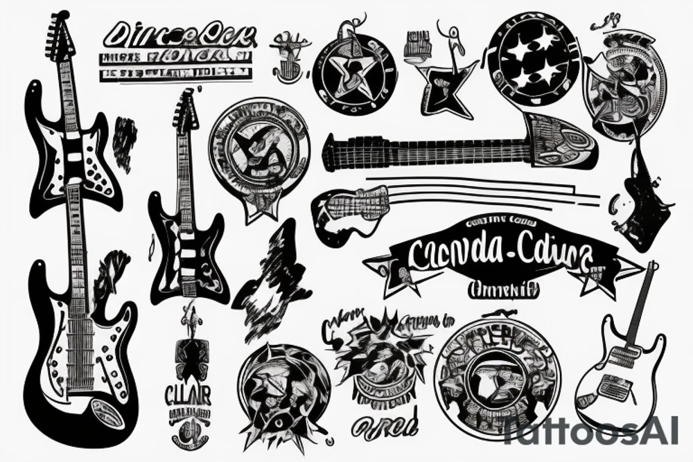 Electric guitar on diré with confederada flag on it tattoo idea