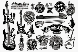 Electric guitar on diré with confederada flag on it tattoo idea