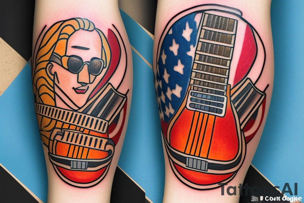 Electric guitar on diré with confederada flag on it tattoo idea