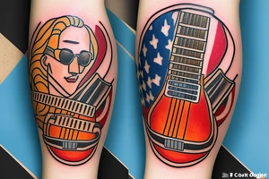 Electric guitar on diré with confederada flag on it tattoo idea