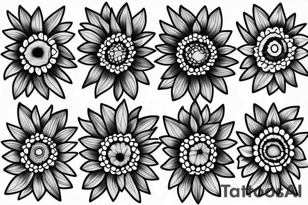 fine line sunflower tattoo idea