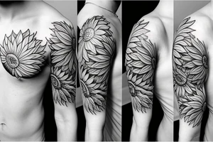 fine line sunflower tattoo idea