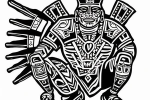 Aztec warrior kneeling at cross tattoo idea