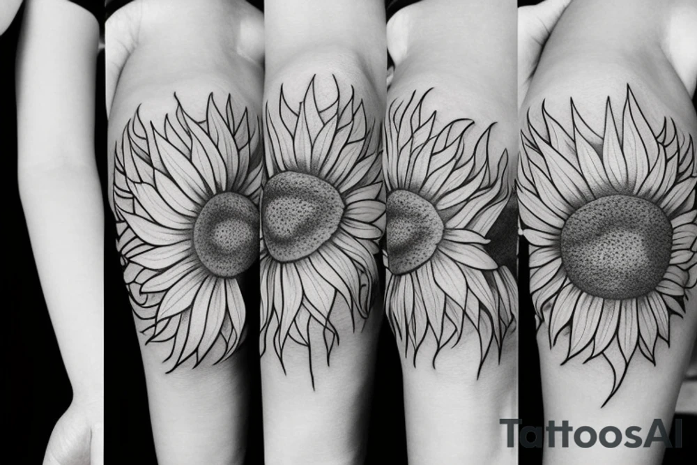 simple small fine line sunflower tattoo idea